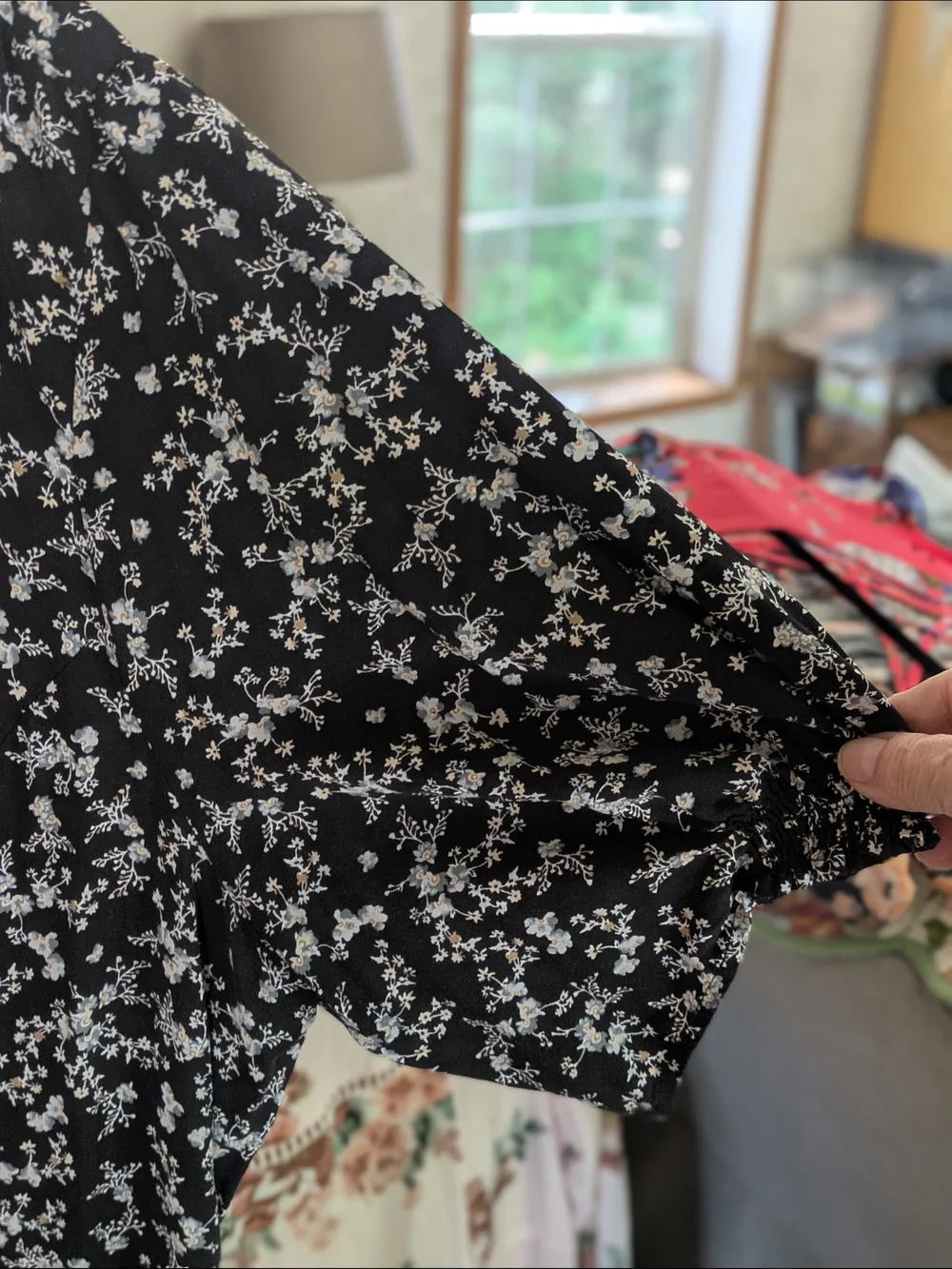 Old Navy Black Midi Dress with White Floral Print - Picture 2 of 3